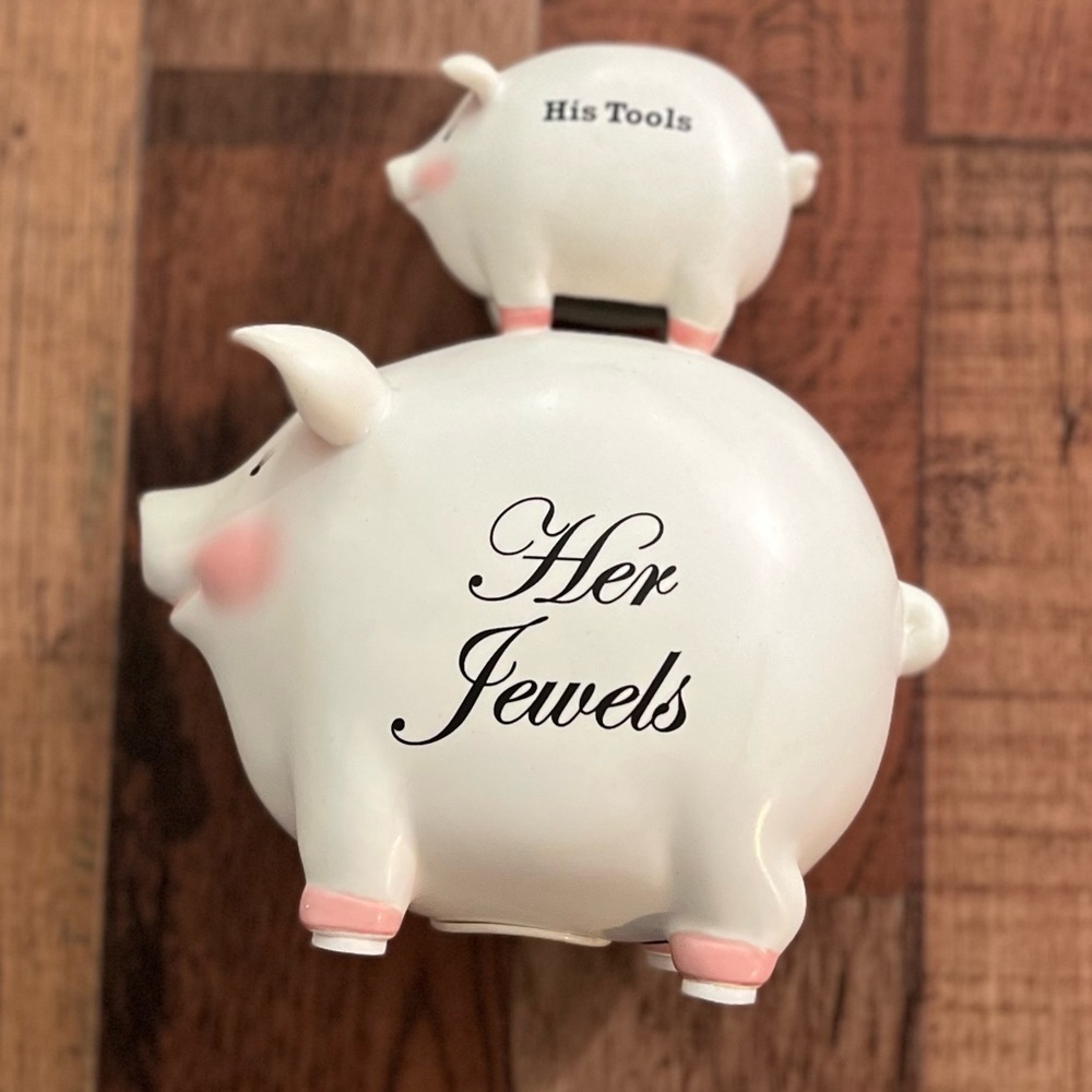His tools, Her Jewels couples piggy bank